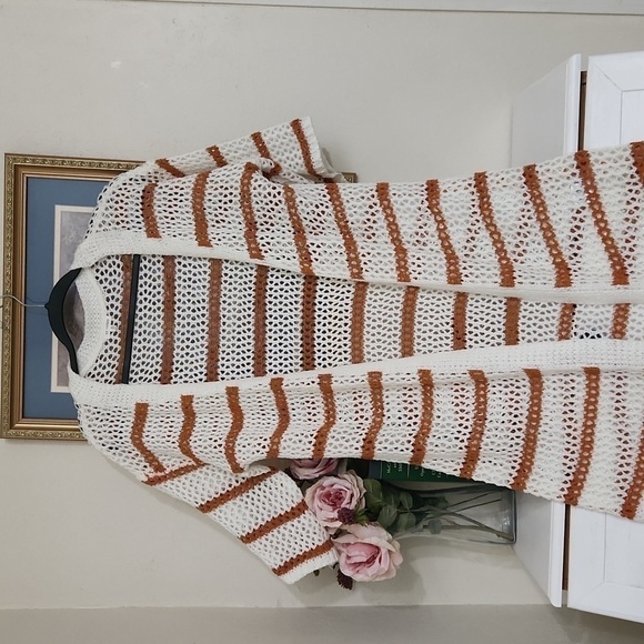 Crotchet Long line Cover Up Duster Photo's Medium Beach Cruise Vacation - Picture 4 of 11